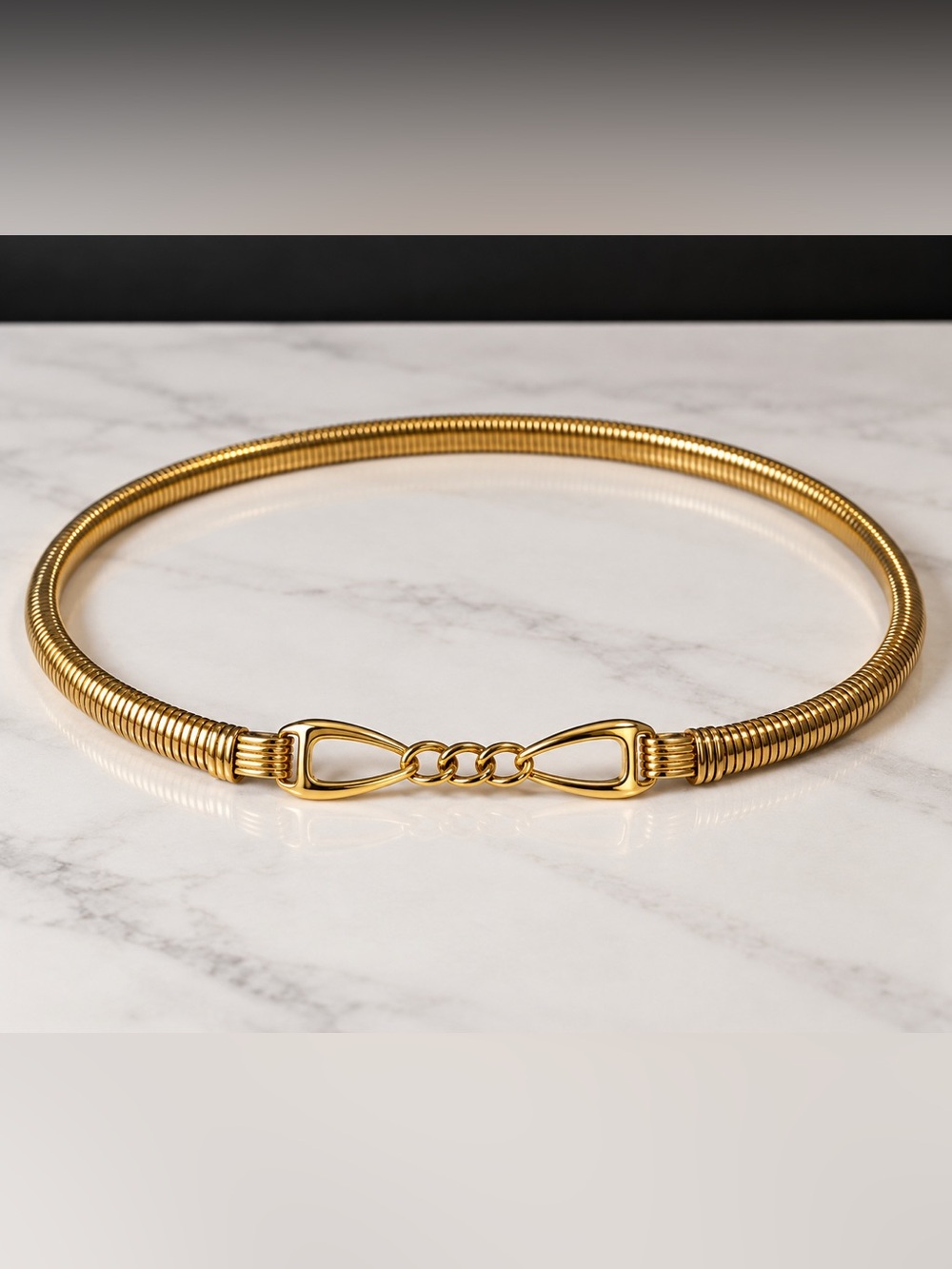 Gold Stretch Snake Chain Metal Waist Belt Retro Statement 26”